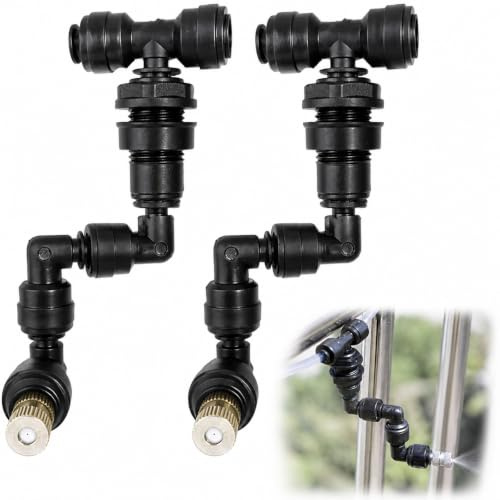 VZU 2 Stück Reptilien Düse 360° Verstellbar Sprinkler Fogger Mist System für Regenwald Terrarium, Misting Düse, Einstellbare Sprühdüse für Reptilien Aquarium Haustiere, Schwarz, Single Head