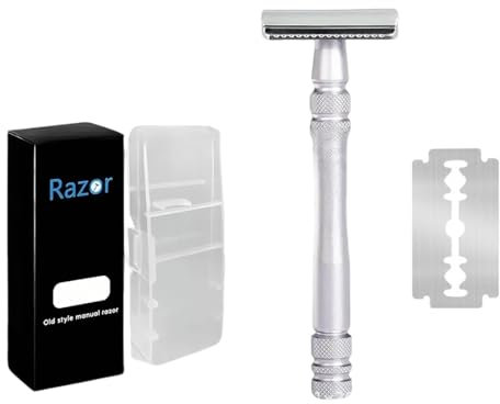 HABNI Maquinilla de Afeitar Manual, maquinilla de Afeitar de Doble Cara, maquinilla de Afeitar de Seguridad para Hombres, 10 Hojas (Plata)