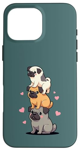 Mops-Turm Design - Lustige Hunde-Illustration Hülle für iPhone 16 Pro Max