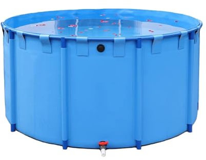 Bassin à poissons en toile et piscine pliable pour chiens – Piscine hors sol pliable avec cadre en ceinture, bâche en PVC durable pour le stockage de l'eau en extérieur, l'élevage de carpes koï, le ba
