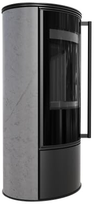 Kaminofen aus Stahl KRATKI Erik Ø 150 5,5 kW Keramiken Gray Satin schwarz