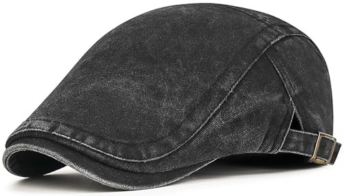 WULIQIUQIU Herren Newsboy Hats Flat Ivy Gatsby Cap Irish Cabbie Driving Golf Jagd Hut, Schwarz, Einheitsgröße