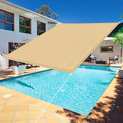 Outdoor Garden Canopy 2.8 x 5.5m, HDPE Fabric, 95% UV Protection, Sun Shade Awning, Pergola, Gazebo with Mounting Rod, Sand Yellow Color, Perfect for Patio and Backyard