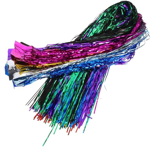 DECORNIJIA Bunte Farbige Weihnachtsbaum Tinsel Girlande Aluminiumfolie Fransenband für DIY Weihnachtsdeko Party Fenster Büro Festliche Feiertagsdekoration