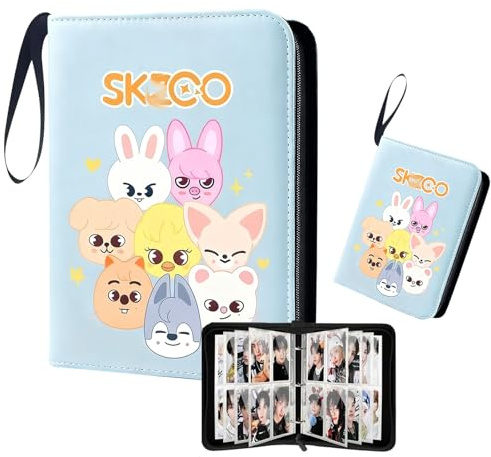 Karikatur 400 Taschen Photokartenalbum– Merch Geschenk für, Wasserfeste Leder-Sammelkartenalbum mit Losblätter- & Reißverschlussdesign, Trading Card Holder für Fans