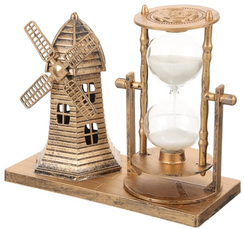 PAMINGONO Vintage Sanduhr Tischdekoration Leuchtturm Deko Ornament Gold Retro Büro Wohnzimmertisch
