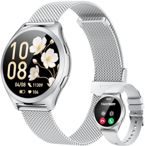 Smartwatch Reloj Inteligente Mujer con llamada: 1.27Pantalla Táctil Smart Watch Bluetooth con Frecuencia Cardíaca SpO2 Sangre Presión Arterial Sueño 100+ Deportivos IP68 Impermeable para iOS Android