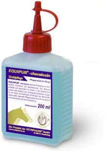 Equipur - chevaloxin | 200 ml | Pflegeprodukt für Pferde | Intensive Strahlpflege | Zur Unterstützung der Hornneubildung | Atmungsaktiv und Nicht ätzend | ADMR-konform
