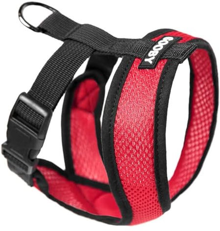 Gooby Comfort X Hundegeschirr zum Ziehen über den Kopf, komfortabel, kein Ziehen, für kleine bis mittelgroße Hunde, Würgeschutz, X-Design, für unterwegs, für Innen- und Außenbereich, Größe L, Rot