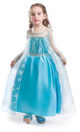 ELSA & ANNA® Mädchen Schneekleid Queen Prinzessin Kleid Halloween Kostüm Kleider FR206