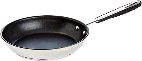 Amazon Basics Padella Antiaderente a Induzione in Acciaio Inox - con Manico Soft Touch - 28 cm