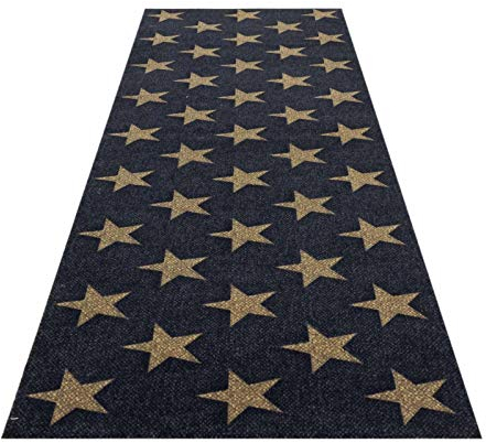 HOMEFACTO:RI Küchenläufer Küchenteppich Teppichläufer Brücke Sterne Stars | waschbar, Größe:ca. 45 x 145 cm, Designs:Sterne | schwarz braun
