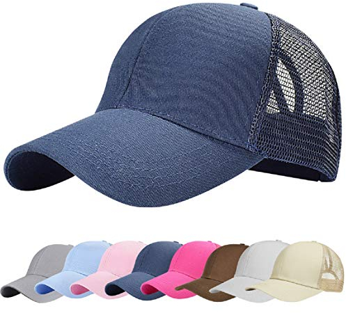UMIPUBO Mesh Baseball Cap für Damen Basecap Outdoor Sport Mütze Lässig Baseballkappe Nettokappe Schachtelhalm Baseballmütze (Marine)