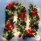Queta Tannengirlande, Weihnachtsdekoration, Girlande mit Kugeln, Blumenkranz, Kugel mit LED-Licht, für Eingangstür, 270 cm (rot)