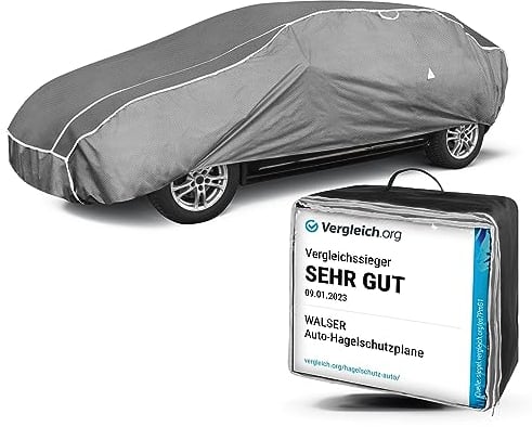 WALSER Premium Hagelschutz Abdeckplane Auto, Auszeichnung Sehr Gut* Auto Hagelschutzplane, TÜV geprüfte* Autogarage Abdeckung Abdeckplane Auto Hybrid UV Protect, Abdeckung Auto, Auto Abdeckung Größe 2