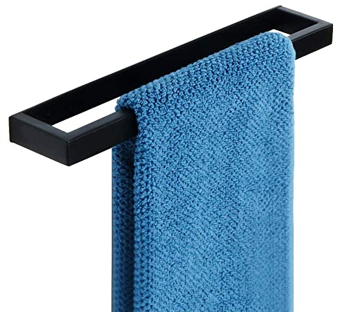 SAYAYO Handtuchhalter Ohne Bohren Schwarz Handtuchstange Ohne Bohren Selbstklebend oder Zum Bohren Wandmontage Edelstahl Badetuchhalter für Badezimmer und Küche 30CM