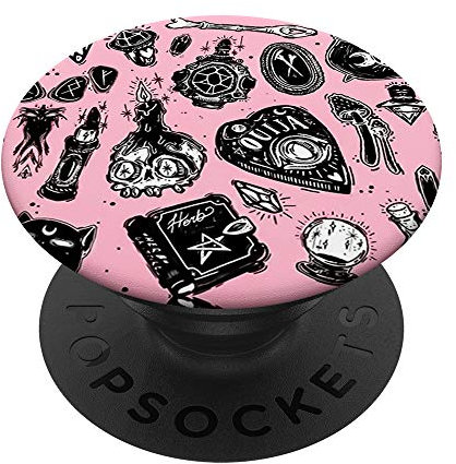 PopSockets Pink Skull Ouija Book Cat Candle Pop Sockets Grip Stand PopSockets PopGrip: Swappable Grip for Phones & Tablets
