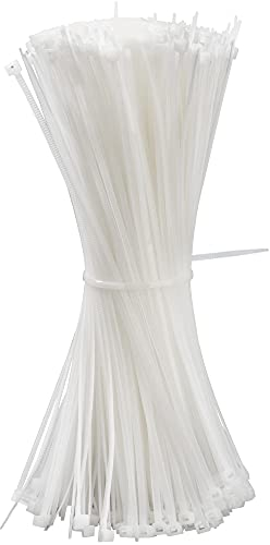 QIMEI-SHOP 500 Pezzi Fascette Plastica Bianche 200 mm x 2,5 mm Fascette Elettricista Lunghe Cavi Nylon per Cablaggio Cable Management Giardinaggio