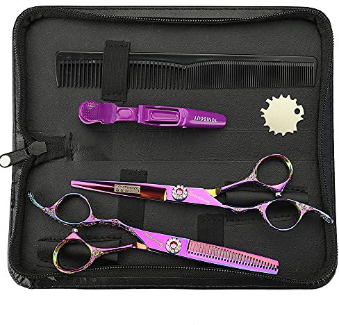 Effilierschere für Linkshänder, 15,2 cm, mit Etui, professionelle Effilierschere für Friseure oder Zuhause