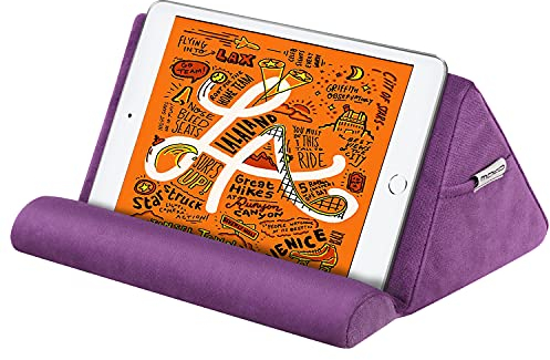 MoKo Tablet Kissenständer, Samt Halter für bis 11 Tablet, Halterung für eReader Kompatibel mit iPad Air 5 10.9/Air3, iPad 10.2 2022, iPad Pro 11/10.5/9.7, Mini 5, Galaxy Tab S9/S9+/S6/S7,Traube Lila
