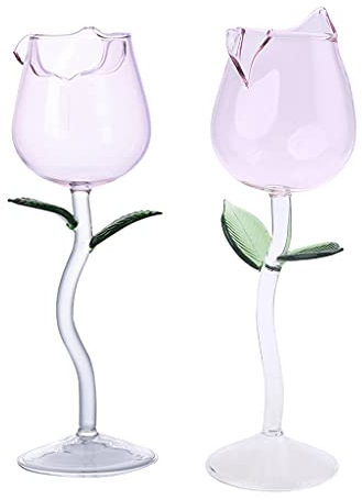 MONLEYTA Rose Fleur gobelet Verres, flûtes à Champagne en Cristal soufflé à la Main vin Rouge Chic