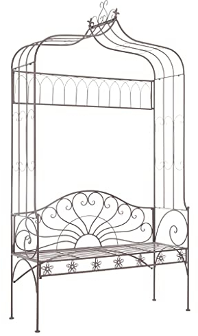 Festnjght Gartenbank | Antik Parkbank | Terrasse Metallbank | Outdoor Sitzbank | Balkonbank | Antikes Braun Schmiedeeisen 122 x 43 x 220 cm