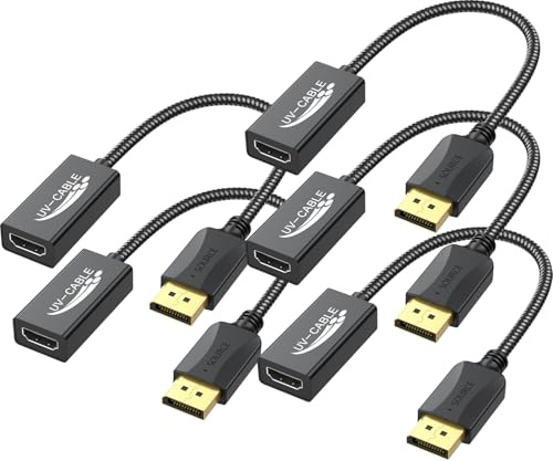 DisplayPort to HDMI Adapter 4K, 5-Pack, Display Port DP to HDMI Adapter Cable Male to Female Compatible with Computer, Monitor, TV, Projector (5, Black)