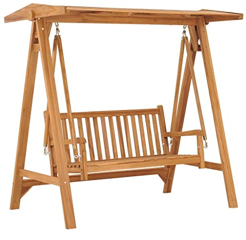 vidaXL Teak Massiv Hollywoodschaukel Gartenschaukel Schaukelbank Hängeschaukel Schaukel Bank Gartenbank Gartenmöbel Hängebank 174cm