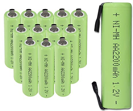 CITYORK Batterie AA ricaricabili NiMH da 1,2 V, 2200 mAh, con linguette, ad alta capacità e progettate per pacchi batteria, confezione da 12 (12 pezzi)