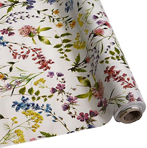 DéVa Wachstuchtischdecke zarte Wildblumen in 1,4m Breite (Meterware) - PVC Wachstuch - Outdoor und Indoor Tischdecke