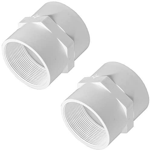 Fitvell Lot de 2 raccords de tuyau en PVC 5,1 cm NPT filetage femelle en PVC adaptateur raccord Union couplage (glissement vers filetage femelle)