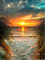 SYMON Kreuzstich Set Vorgedruckt,Sonnenuntergang am Meer,11 CT Kreuzstich Stickpackungen,Stickbilder Vorgedruckt Kreuzstich für Wandkunst-Heimdekoration 40 × 50cm