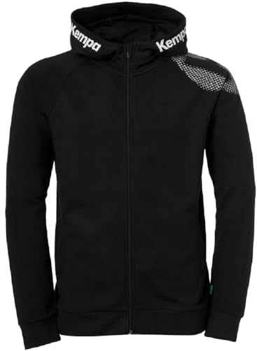 Kempa Core 26 Hood Jacket Herren Jungen Kapuzen-Jacke Trainings-Jacke Sweatshirt Hoody Pullover mit Kapuze Handball Volleyball Indoor Gym Fitness,Schwarz,L