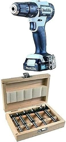 Makita HP333DSAW Akku-Schlagbohrschrauber 12V max. in weiß / 2,0 Ah, 1 Akku + Ladegerät in Transportkoffer + Forstnerbohrer Set 5St.