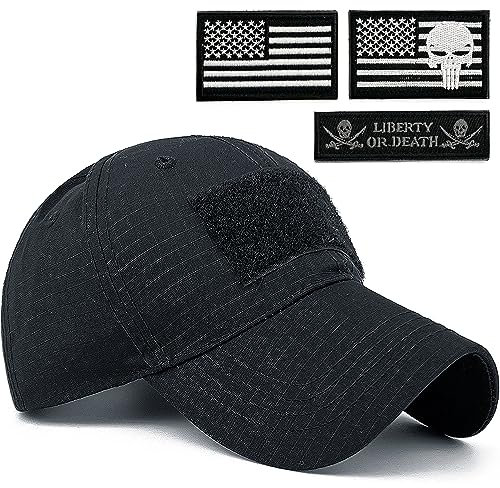 Masktide Herren Camo Baseballmützen mit amerikanischer Flagge USA Patch Tactical Operator Patriotische Kappen US Army Militär OCP Ball Hut, Armee-Schwarz-bw, Einheitsgröße