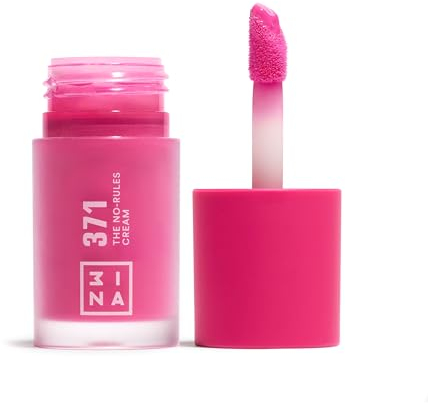 3INA MAKEUP - The No-Rules Cream 371 - Blush Liquide Rose Électrique aux L’huile D'amande Douce - Blush pour Yeux Lèvres et Joues - Blush au Fini Naturel et Lumineux - Vegan - Cruelty Free