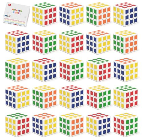 Vdealen Mini Zauberwürfel Set Speed Cube von Zauberwürfel Original Glattes Stickerless Magic Würfel für Kinder Schulbelohnungen & Klassenzimmerpreis für Studenten Geburtstagsparty-Dekoration(24 Pack)