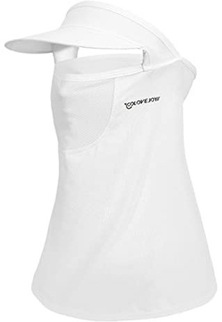 GIBZ Sun Protection Cap Hat Sun Neck Gaiter Face Mask Sun Hat with Face&Neck Flap Upf 50+ Womens/Mens Sun Protection Cap for Camping Hiking Fishing White