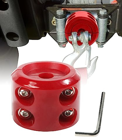 ESEWALAS Gummiwinde Stopper, Seilwinde Seilhaken Stopper, Gummiseilschnurschutz, Seilwinde Kabelhaken Gummistopper mit Edelstahlschrauben und Muttern, Gummi-Hakenstopper für synthetisches Seilwinde