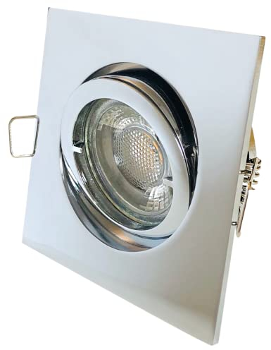 ETT Distribution GmbH LED Decken Einbauleuchten 230V inkl. 10 x 5W LED LM Farbe Chrom LED Einbaustrahler Laura Eckig 4000K Deckenspots