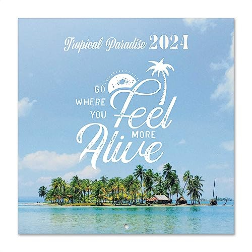Grupo Erik Kalender 2024 Wandkalender 2024 - Tropical Paradise Kalender 2024 Familienplaner 30 x 30 cm 12 Monate + Letzten 4 Monate 2023 auf einer Seite
