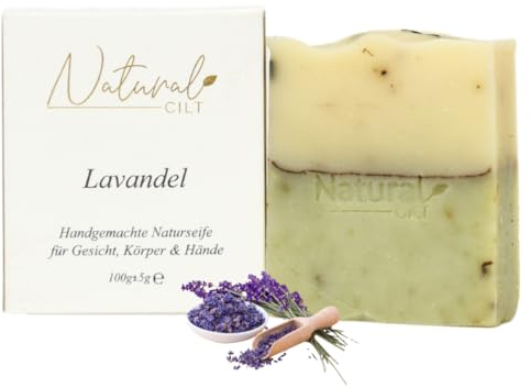 Natural Cilt Lavendel Seife - 100% Naturseife - ohne bedenkliche Inhaltsstoffe - Zertifiziert - Handgemacht - Duschseife für alle Hauttypen - Duschgel - Naturkosmetik