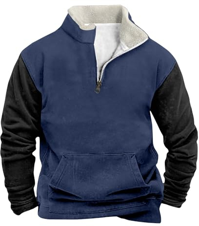 Mit Reissverschluss Herren Hoodi Gefuttert Herren Kapuzenpullover Rot Pullover Fã¼r Wednesday Pulli Rollkragenpullover Reißverschluss Beiger Rollkragenpullover Pailletten Shirt Langarm(Navy,4XL)