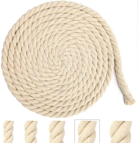 Baumwollkordel Tau Seil 15mm 5m Beige Baumwollseil Kordelband Rope Laces Makramee Garn Dicke Kordel Baumwollschnur für Dekoration, DIY-Bastelarbeiten, Handwerk, Gartenarbeit, Geschenke Verpackung