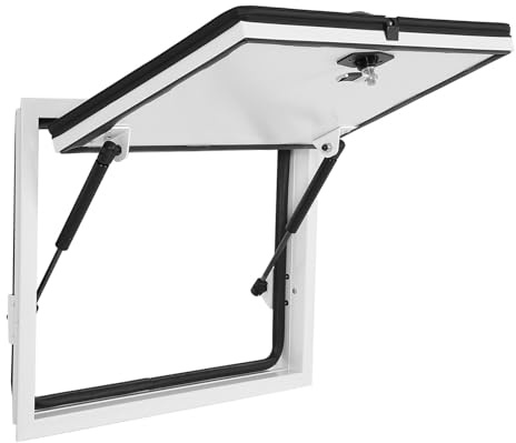 Fydun Porte de Trappe de Rangement pour Camping-Car, 20X12 Pouces, Porte à Bagages avec Serrure de sécurité, Cadre en Alliage D'aluminium, Ouverture à 120 Degrés pour Camping-Cars et