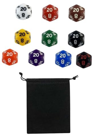 Set di Dadi Poliedrici Trasparenti a 20 Facce per Giochi da Tavolo