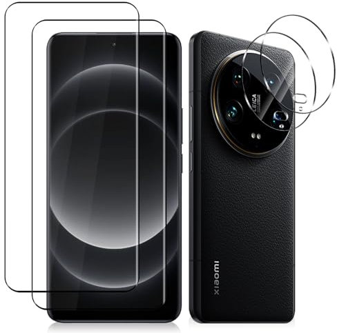 HeeYeal Screen Protector for Xiaomi 14 Ultra 5G, with Camera Lens Protection, [2 + 2 Pack] 3D Full Coverage Protection, 9H Tempered Glass, Anti-Scratch Film Protector for Xiaomi 14 Ultra 5G