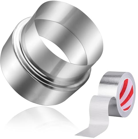 Beekeg Rauchrohr Reduzierstück,Schornstein Edelstahl Reduzierstück,Reduktion Kaminrohr,Uebergangsstueck 120/100/80 mit 5M Aluminium Klebeband(100 mm auf 80 mm)