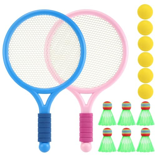 Racchetta Tennis e Badminton Set per Bambini 2 in 1 Con 12 Palline - Adatte per la Pratica e lo Sport