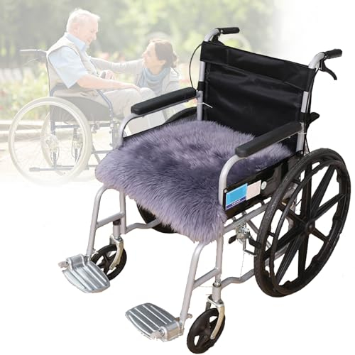vanenferse Lammfell Rollstuhlauflage, Lammfelle Sitzkissen Vollfell Qualität, Ganz Zarter Wolle, Geruchsarm, Stuhlkissen Rollstuhlauflage Katzenbett Stuhlauflage, In 45x45cm